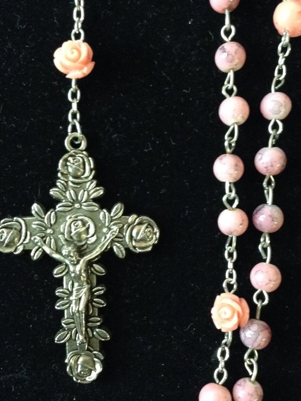 VTG 50's/70's Rosebud Rosary Glass Beads St. Theresa Religious Catholic Prayer - Picture 3 of 8